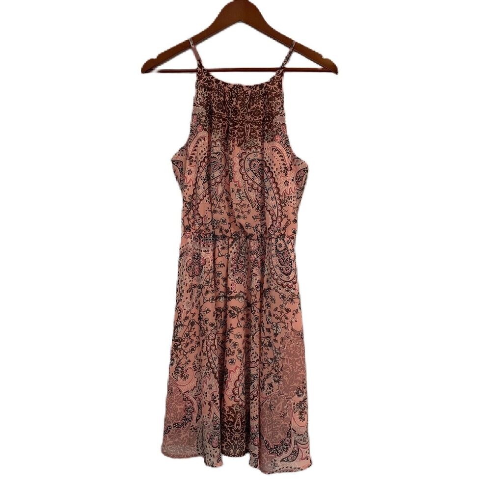 Robert Louis Sun Dress Women M Pink Paisley Chiffon Lined Barbie Fairy Beachy